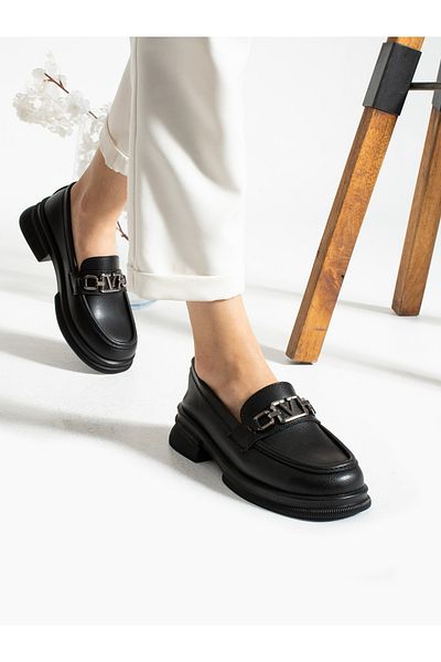 Alemdar Shoes Черни дамски мокасини с катарама