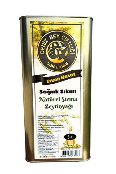 deniz bey çiftliği 5 LİTRE ERKEN HASAT SOĞUK SIKIM ZEYTİNYAĞI