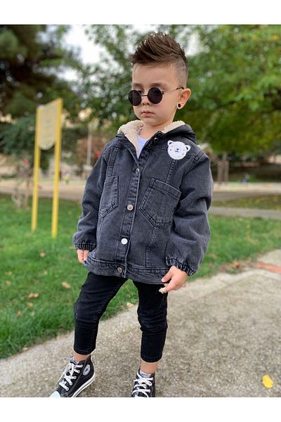 Ysferbutik Children's Denim Coat Children's Winter Thick Denim Coat