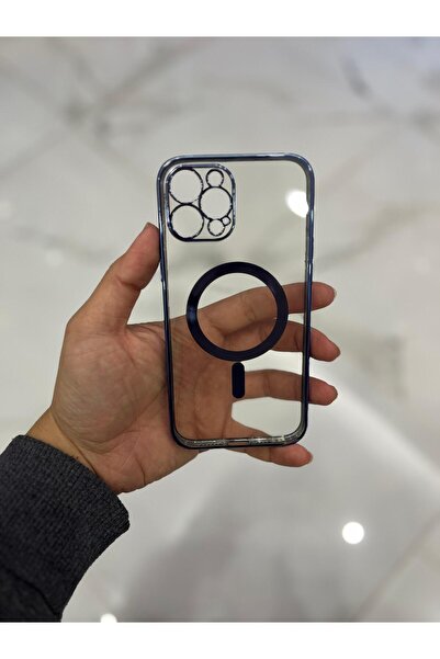 eaksesuarnet iPhone 12 Pro Max Magsafe Lazer Silikon Renkli Şeritli Telefon K...