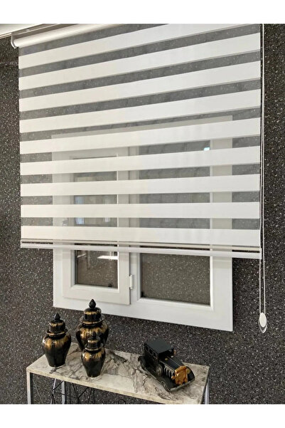 Givayo Mobilya İTHAL BAMBU BEYAZ ZEBRA STOR PERDE OYGUSUZ