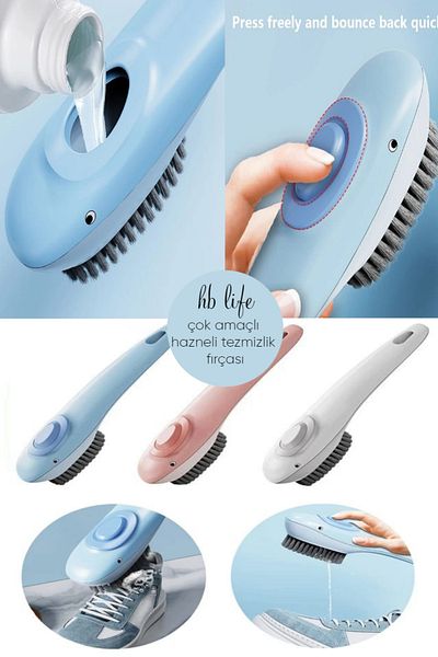 HB LİFE Practical Hand Cleaning Brush with Multi-Purpose Detergent Container | Shoe Boot Cleaning Washing Brush