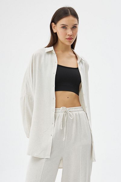 Laluvia Kamenná lněná košile, kalhoty Shalwar, horní a spodní sada