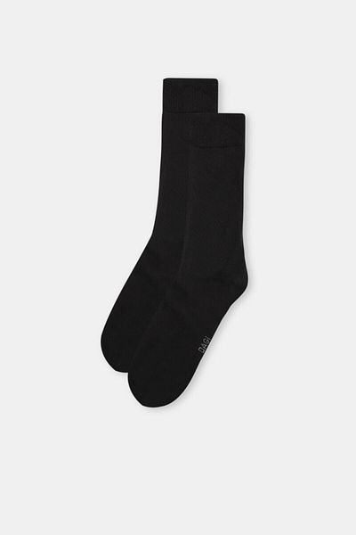 Dagi Schwarze 2-teilige Herrensocken aus Baumwolle 30/1