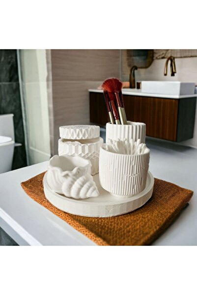 stone powder decorative Decorative Stylish Makeup Table Concrete Organizer Set