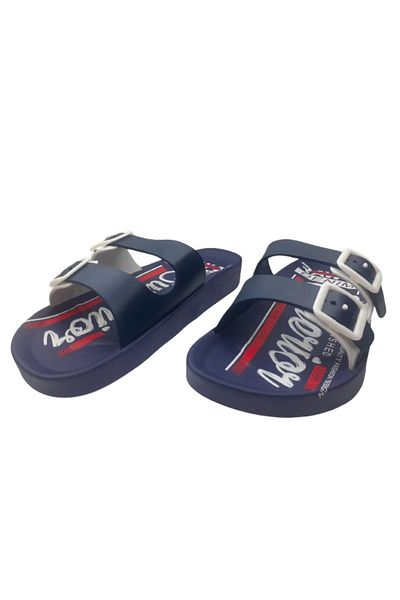 GEZER Παντόφλες καθημερινής βάδισης Unisex Navy Blue-Red με διπλή πόρπη, αντιολισθητική σόλα