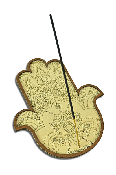 Capellawoodworks Ahşap Tütsü Istasyonu 5 El Abhaya Mudra Hamsa Dekoratif Tüts...