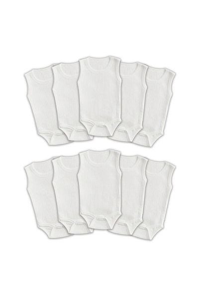 Novibaby 10-Piece Rib Baby Athlete Bodysuit with Report and Snap Fasteners White 100% Cotton - Rib Baby Bodysuit