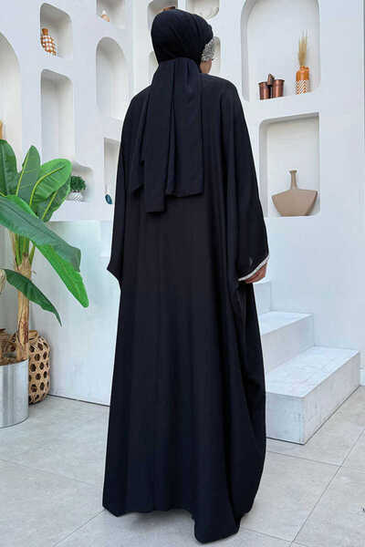 Bym Fashion 8496 Jewelled Cloak Suit Black