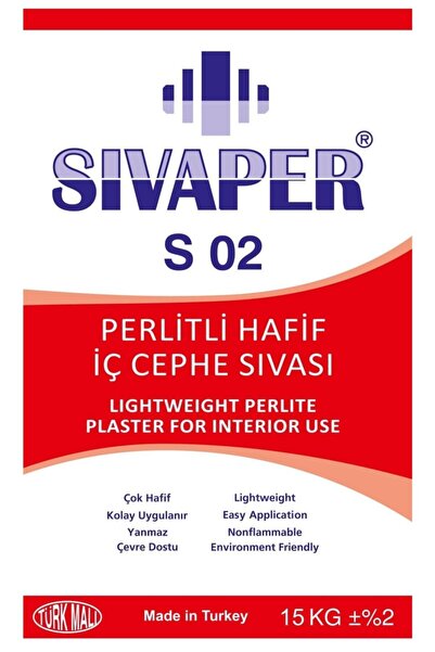 S02 Perlitli Hafif Kaba Iç Cephe Sıvası (15 KG / 40 LT) Rutubet Ve Küf Önleyici