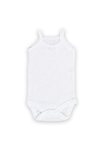 Novibaby 3-Piece Jacquard Rope Strap Baby Bodysuit with Snap Fasteners White 100% Cotton - Baby Athlete Bodysuit