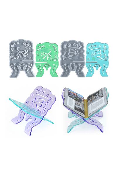 Getshop Alışveriş Pazarı Epoksi Silikon Ikili Rahle Kalıbı Masa Süsü Küçük Boy Kitap Standı 2 Parça 20x13.7x0.6cm