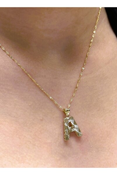 Hakan Güler Kuyumculuk Altın 3 Boyutlu A Harfli Aynalı Zincir