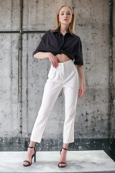 HAKKE Yüksek Bel Çift Pens Pantolon