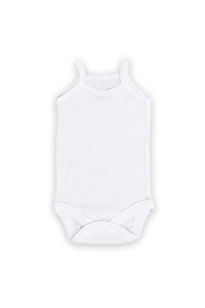 Novibaby 3-Piece Jacquard Rope Strap Baby Bodysuit with Snap Fasteners 100% Cotton - Ecru Pink White