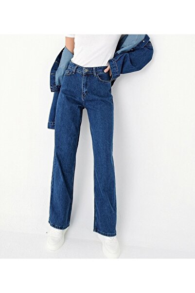 DRC trend Marya ženske tamnoplave traperice sa visokim strukom i širokim noga...