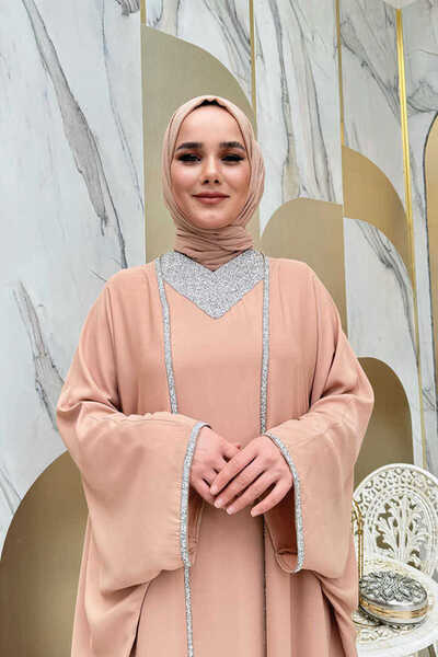 Bym Fashion 8496 Jewelled Cloak Set Mink