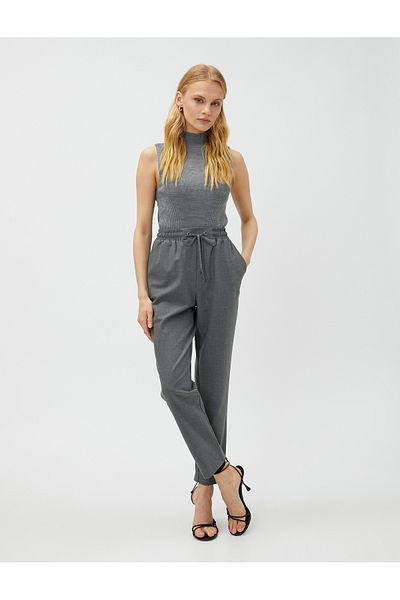 Koton Fabric Trousers Tie Waist Pocket