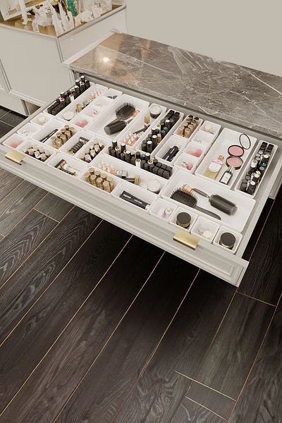 Meleni Home 36 Piece Mega Set Drawer Organizer - Bathroom Cosmetic Organizer Set White