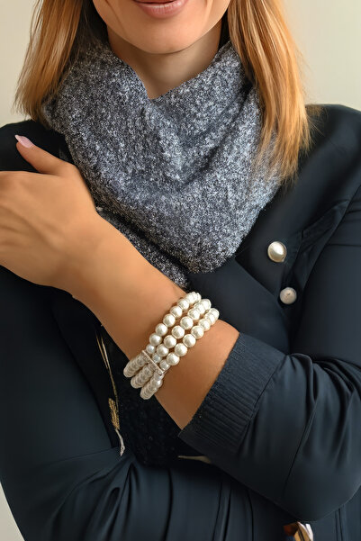 MinimalistTasarım Zirkon Taşlı Bileklik, Inci Kelepçe Bileklik, Kadın Kombin ...