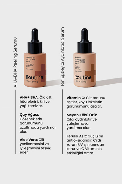 Routine+ Leke Karşıtı Cilt Serum Seti | Nemlendirici Ve Onarıcı Ince Çizgi Karşıtı 4'lü Serum Seti