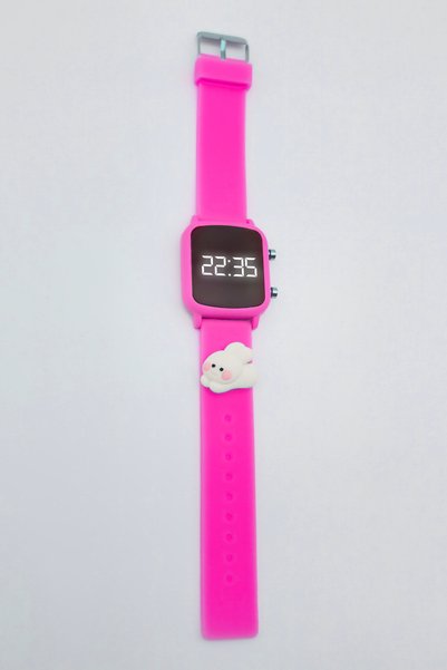 tutkanstore Pembe Yanaklı Tavşan Figürlü Led Ekranlı Dijital Çocuk Kol Saati ...