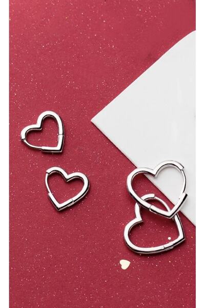 monalisatoka Kadın 3'Lu Sliver Kalp kupe Seti