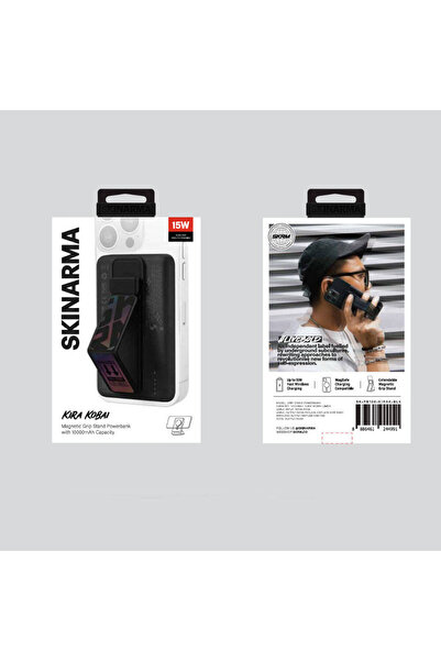Skinarma Standlı Magsafe Powerbank SkinArma Kira Kobai PD Hızlı Şarj Özellikli Powerbank 15W 10000mAh Siyah