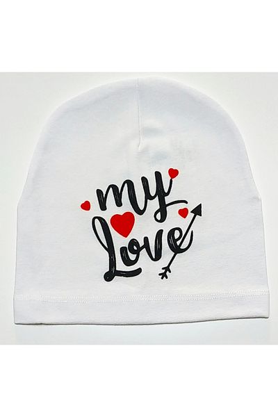 babymarkt Flexible Knitted Combed Cotton My Love Printed Baby Kids Beret