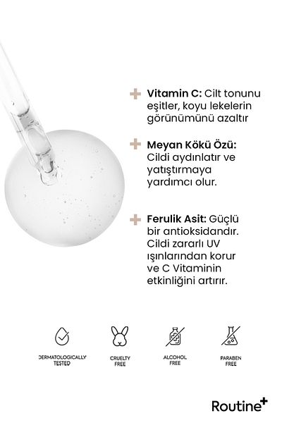 Routine+ Vitamin C 10% Serum – Brightening, Tone Equalizing & Ferulic Acid Supported |   30ml