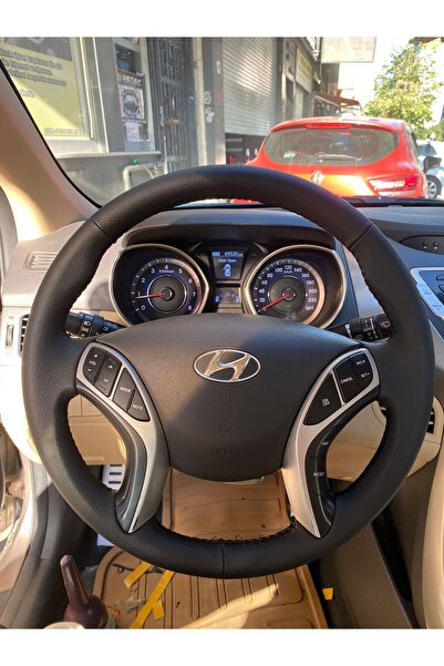 Detay Direksiyon kılıfı Hyundai Elantra İ30 2014 dakota desen siyah dikiş(KEN...
