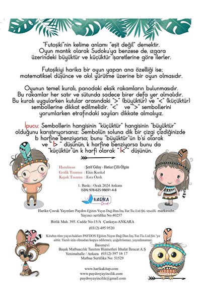Harika Çocuk Yayınları Çocuklar İçin Zeka & Dikkat Güçlendiren FUTOSHİKİ Başlangıç Düzey Yeni Nesil JAPON SUDOKU 7-99 Yaş