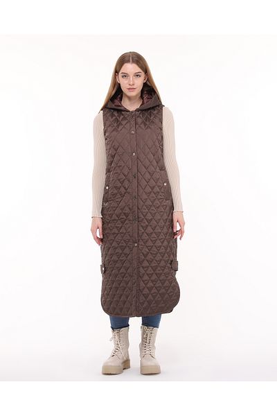 MASSMİZO Hooded Slit Detailed Long Filling Vest