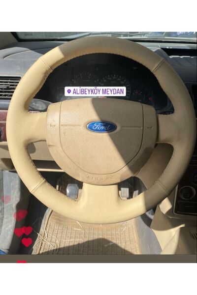 Detay Direksiyon kılıfı Ford Transit Connect Bej uyumlu Bej dikiş