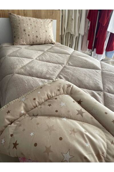 Violacasa Double Sided Welsoft Quilt Single Beige Big Star
