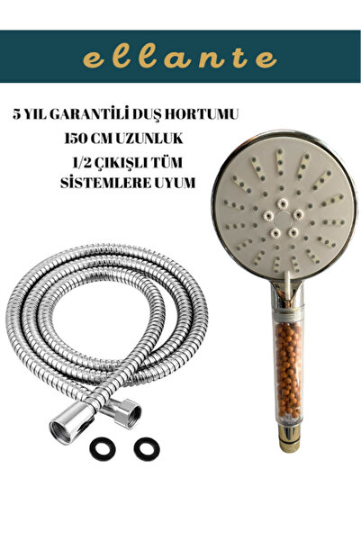 ellante Filtreli Ve Su Tasarruflu Arıtmalı 5 Fonksiyonlu Duş Başlığı Seti Bon...