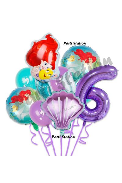 Parti Station Little Mermaid Ariel 6 Years Old Balloon Set Little Mermaid Balloon Set Ariel Birthday Balloon Set