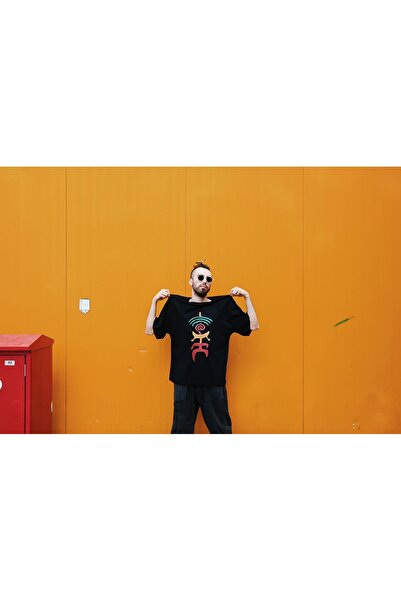 melongeneco Kedinin yolu oversıze bisiklet yaka handmade boho tişört