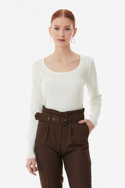 Fulla Moda Square Neck Knitwear Sweater