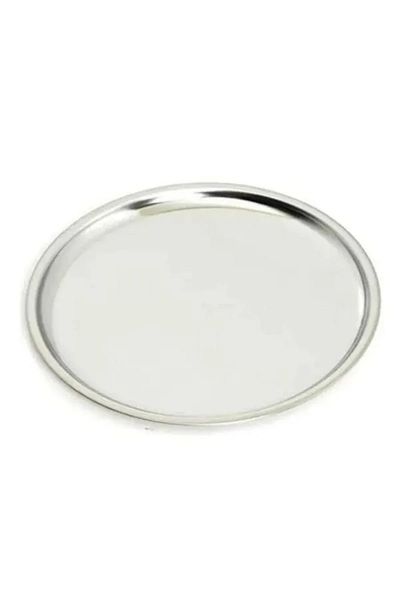 KT HOME Serving Plate 21 Cm Round Serving, Cake, Cookie, Catering Plate Stainless Steel 6 Pieces Kebab