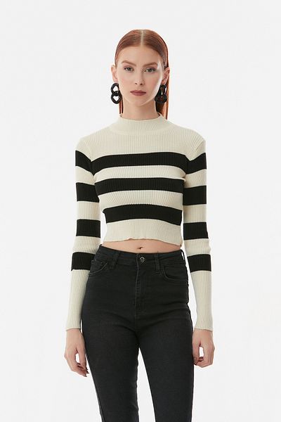 Fulla Moda Πλεκτό πουλόβερ με ριμπ γιακά
