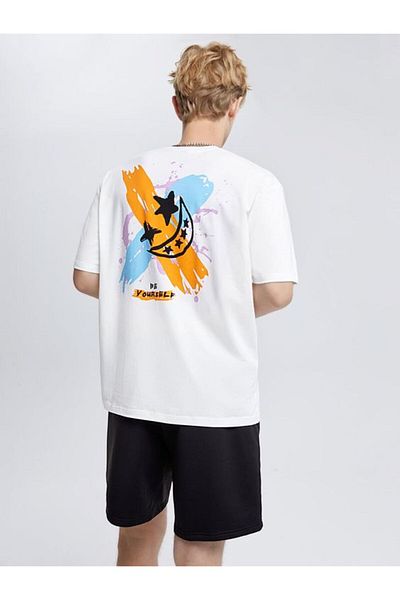 Vordevia Be Yourself εμπριμέ λευκό μπλουζάκι Oversize