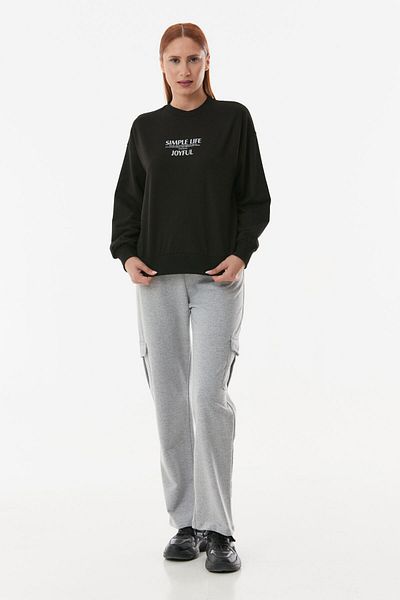 Fulla Moda Hanorac oversize scris cu decolteu rotund