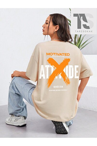 Tarzsokak Tricou oversize cu umăr fără umăr cu slogan