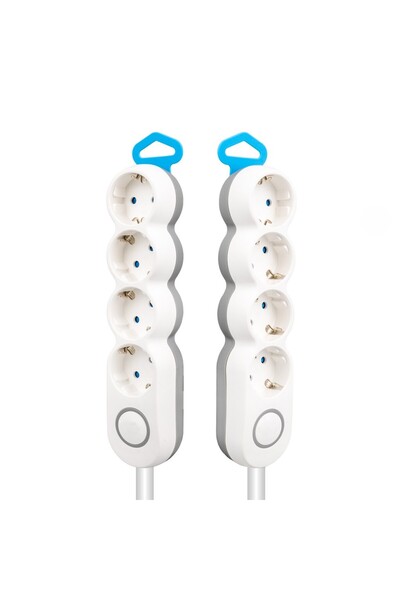 nelerbulurum YÜKSEK KALİTELİ 4'LÜ 1.5 METRE BAKIR KABLOLU AKIM KORUMALI VE ÇOCUK KORUMALI 16 AMPER-3680 WATT PRİZ