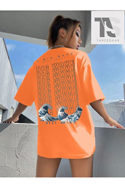 Tarzsokak Μπλουζάκι με γραφικά Wave & Slogan, με ανοιχτούς ώμους και oversize...