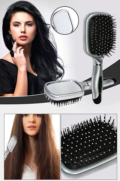 QNİAY Professional Paddle With Mirror Hair Brush Detangling Hair Comb Massage Styling Groomed Hair