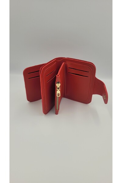 DAVID POLO Women's David Polo Red Multi-Compartment Mini Size Quality Soft Wallet