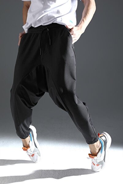 DARK AND BRIGHT Siyah Bol Kesim Şalvar Yan Cep Detaylı Tasarım Şalvar