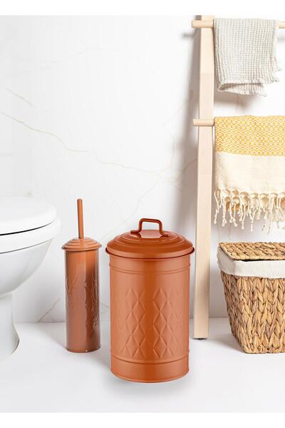 The Mia Set Coș de gunoi și perie de toaletă Prism Terracota